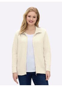 sheego Gro&szlig;e Gr&ouml;&szlig;en Strickjacke mit 2-Wege-Rei&szlig;verschluss, wollwei&szlig;, Gr&ouml;&szlig;e 54 - Damen