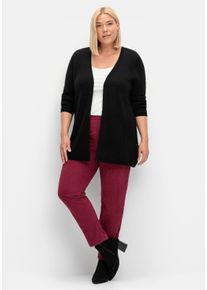 sheego Große Größen Strickjacke mit gerippten Abschlüssen, schwarz, Größe 42 - Damen