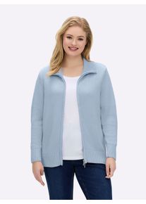 sheego Gro&szlig;e Gr&ouml;&szlig;en Strickjacke mit 2-Wege-Rei&szlig;verschluss, eisblau, Gr&ouml;&szlig;e 46 - Damen