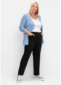 sheego Große Größen Strickjacke mit gerippten Abschlüssen, bleu, Größe 50 - Damen