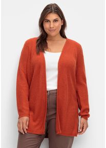 sheego Große Größen Strickjacke mit gerippten Abschlüssen, rostrot, Größe 50 - Damen