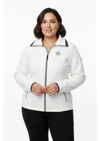 sheego Gro&szlig;e Gr&ouml;&szlig;en Fleecejacke mit schr&auml;gen Rei&szlig;verschluss-Taschen, ecru, Gr&ouml;&szlig;e 48 - Damen