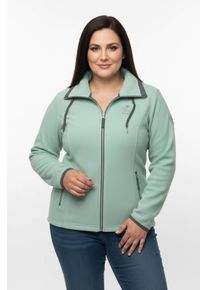 sheego Gro&szlig;e Gr&ouml;&szlig;en Fleecejacke mit schr&auml;gen Rei&szlig;verschluss-Taschen, jadegr&uuml;n, Gr&ouml;&szlig;e 46 - Damen