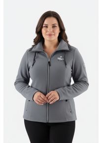sheego Gro&szlig;e Gr&ouml;&szlig;en Fleecejacke mit schr&auml;gen Rei&szlig;verschluss-Taschen, dunkelgrau-meliert, Gr&ouml;&szlig;e 52 - Damen