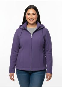 sheego Gro&szlig;e Gr&ouml;&szlig;en Fleecejacke mit abnehmbarer Kapuze, lila, Gr&ouml;&szlig;e 50 - Damen