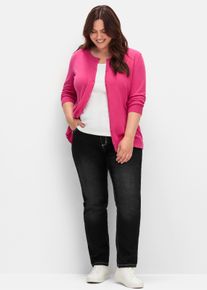 sheego Gro&szlig;e Gr&ouml;&szlig;en Strickjacke aus reiner Baumwolle, fuchsia, Gr&ouml;&szlig;e 46 - Damen