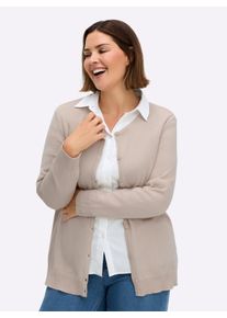 sheego Gro&szlig;e Gr&ouml;&szlig;en Strickjacke aus reiner Baumwolle, beige, Gr&ouml;&szlig;e 46 - Damen