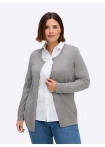 sheego Gro&szlig;e Gr&ouml;&szlig;en Strickjacke aus reiner Baumwolle, steingrau, Gr&ouml;&szlig;e 50 - Damen