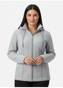 sheego Gro&szlig;e Gr&ouml;&szlig;en Fleecejacke mit abnehmbarer Kapuze, grau-meliert, Gr&ouml;&szlig;e 54 - Damen