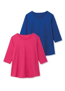 sheego Große Größen Longshirt in der 2-Stück-Packung, royalblau + pink, Größe 52 - Damen