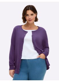 sheego Gro&szlig;e Gr&ouml;&szlig;en Strickjacke aus reiner Baumwolle, lila, Gr&ouml;&szlig;e 54 - Damen