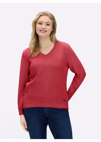 sheego Gro&szlig;e Gr&ouml;&szlig;en V-Ausschnitt-Pullover mit Baumwolle, korallenrot, Gr&ouml;&szlig;e 52 - Damen