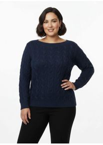 sheego Große Größen Pullover mit U-Boot-Ausschnitt, marine, Größe 42 - Damen