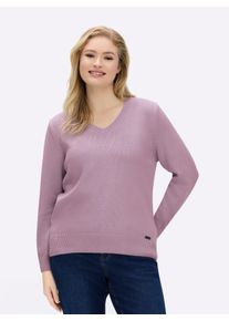 sheego Gro&szlig;e Gr&ouml;&szlig;en V-Ausschnitt-Pullover mit Baumwolle, altros&eacute;, Gr&ouml;&szlig;e 44 - Damen