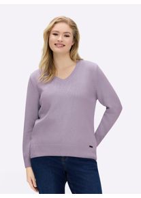 sheego Gro&szlig;e Gr&ouml;&szlig;en V-Ausschnitt-Pullover mit Baumwolle, flieder, Gr&ouml;&szlig;e 50 - Damen