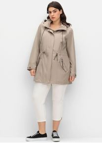 sheego Gro&szlig;e Gr&ouml;&szlig;en Parka mit Jerseyfutter in Melange-Optik, schlamm, Gr&ouml;&szlig;e 46 - Damen