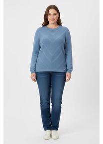 sheego Große Größen Langarm-Pullover mit Metallplättchen-Applikationen, mittelblau, Größe 50 - Damen