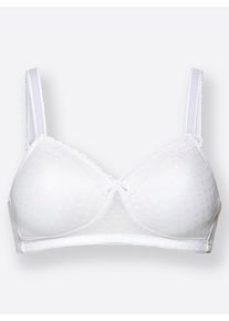 w&auml;schepur sheego Gro&szlig;e Gr&ouml;&szlig;en Schalen-BH ohne B&uuml;gel mit Jacquard-Muster, wei&szlig;, Gr&ouml;&szlig;e 100C - Damen