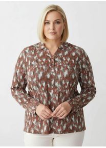 sheego Große Größen Poloshirt mit kurzer Knopfleiste, rostrot-graphit-bedruckt, Größe 46 - Damen