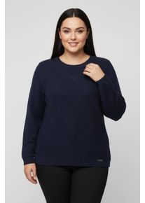 sheego Gro&szlig;e Gr&ouml;&szlig;en Langarm-Pullover mit Metallpl&auml;ttchen-Applikationen, marine, Gr&ouml;&szlig;e 48 - Damen