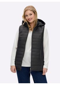 sheego Gro&szlig;e Gr&ouml;&szlig;en Longweste mit Kapuze, schwarz, Gr&ouml;&szlig;e 54 - Damen