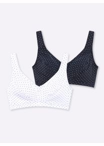 w&auml;schepur sheego Gro&szlig;e Gr&ouml;&szlig;en BH ohne B&uuml;gel im Tupfen-Dessin, wei&szlig; + marine, Gr&ouml;&szlig;e 80C - Damen