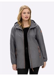 sheego Gro&szlig;e Gr&ouml;&szlig;en &Uuml;bergangsjacke in Microfaser-Qualit&auml;t, anthrazit, Gr&ouml;&szlig;e 46 - Damen