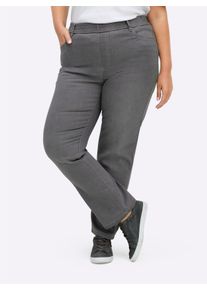 sheego Gro&szlig;e Gr&ouml;&szlig;en High-waist-Jeans mit hohem Rundum-Dehnbund, grey-denim, Gr&ouml;&szlig;e 24 - Damen
