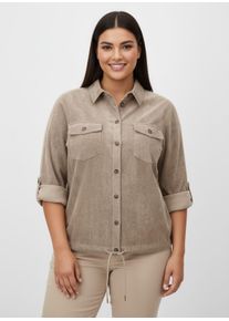 sheego Gro&szlig;e Gr&ouml;&szlig;en Langarm-Bluse aus Cord, sesam, Gr&ouml;&szlig;e 52 - Damen