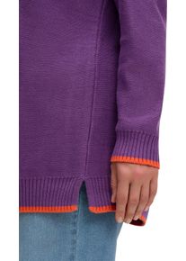 sheego Gro&szlig;e Gr&ouml;&szlig;en V-Ausschnitt-Pullover mit Kontraststreifen, lila-orange, Gr&ouml;&szlig;e 52/54 - Damen