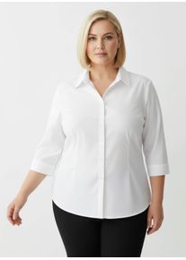 sheego Gro&szlig;e Gr&ouml;&szlig;en Hemdbluse mit 3/4-&Auml;rmeln, wei&szlig;, Gr&ouml;&szlig;e 56 - Damen