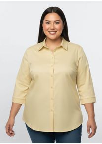 sheego Gro&szlig;e Gr&ouml;&szlig;en Hemdbluse mit 3/4-&Auml;rmeln, vanillegelb, Gr&ouml;&szlig;e 46 - Damen