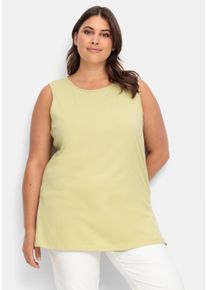 sheego Große Größen Longtop mit Seitenschlitzen, lindgrün, Größe 46 - Damen