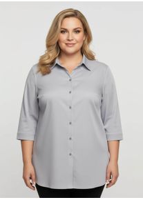 sheego Große Größen Hemdbluse mit 3/4-Ärmeln, silbergrau, Größe 38 - Damen