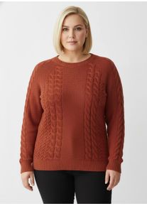 sheego Gro&szlig;e Gr&ouml;&szlig;en Strickpullover im Mustermix, rostrot, Gr&ouml;&szlig;e 44 - Damen