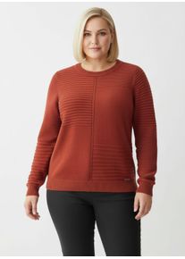 sheego Gro&szlig;e Gr&ouml;&szlig;en Rundhalspullover im Strickmuster-Mix, rostrot, Gr&ouml;&szlig;e 50 - Damen