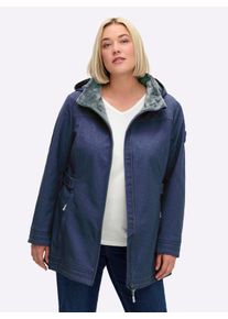 sheego Gro&szlig;e Gr&ouml;&szlig;en Softshelljacke gef&uuml;ttert, wasserabweisend, marine-meliert, Gr&ouml;&szlig;e 44 - Damen