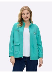 sheego Gro&szlig;e Gr&ouml;&szlig;en Shirtjacke aus reiner Baumwolle, aqua, Gr&ouml;&szlig;e 50 - Damen