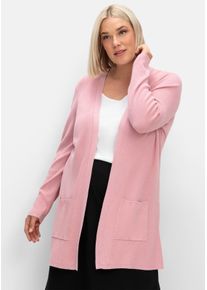 sheego Gro&szlig;e Gr&ouml;&szlig;en Longstrickjacke in Viskose-Qualit&auml;t, hortensie, Gr&ouml;&szlig;e 50 - Damen