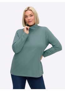 sheego Große Größen Rollkragenshirt mit langen Ärmeln, jade, Größe 48 - Damen