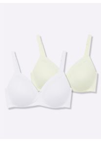 w&auml;schepur sheego Gro&szlig;e Gr&ouml;&szlig;en Schalen-BH ohne B&uuml;gel mit vorgeformten Cups, wei&szlig; + champagner, Gr&ouml;&szlig;e 100B - Damen