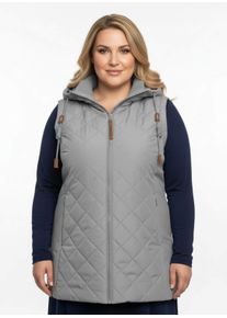 sheego Gro&szlig;e Gr&ouml;&szlig;en Steppweste mit Strickstehkragen, Microfaser, steingrau, Gr&ouml;&szlig;e 44 - Damen