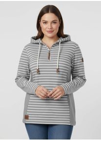 sheego Große Größen Kapuzensweatshirt mit 2 Nahttaschen, steingrau-ecru-geringelt, Größe 38 - Damen