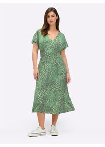 sheego Gro&szlig;e Gr&ouml;&szlig;en Jerseykleid mit Fl&uuml;gel-&Auml;rmeln, apfel-champagner-bedruckt, Gr&ouml;&szlig;e 48 - Damen