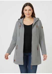 sheego Große Größen Sweatjacke mit 2-Wege-Reißverschluss, steingrau-meliert, Größe 36 - Damen