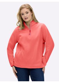 sheego Große Größen Fleeceshirt mit Stehkragen und Reißverschluss, koralle, Größe 46 - Damen