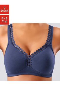 Petite Fleur sheego Gro&szlig;e Gr&ouml;&szlig;en Soft-BH, marine+wei&szlig;, Gr&ouml;&szlig;e 85B - Damen