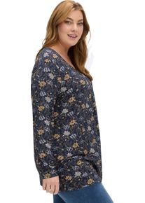 sheego Gro&szlig;e Gr&ouml;&szlig;en Print-Shirt aus Viskose-Stretch, marine-ocker-bedruckt, Gr&ouml;&szlig;e 50 - Damen
