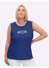 sheego Große Größen Shirttop mit Seitenschlitzen, royalblau, Größe 36 - Damen