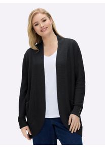 sheego Gro&szlig;e Gr&ouml;&szlig;en Longstrickjacke mit Struktur-Muster, schwarz, Gr&ouml;&szlig;e 52 - Damen